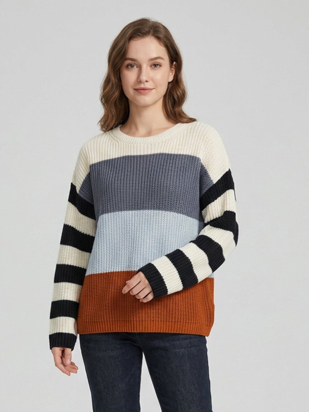 Mismatch Stripey Knit Sweater